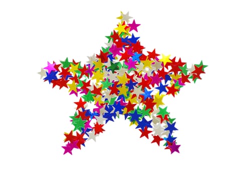 Big star composed of many colored stars on white
