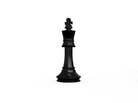 Black single chess piece king on white isolated background.