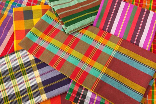 colorful plaid fabric collection pattern as background