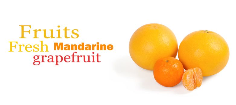 Fresh citrus fruit on a white background