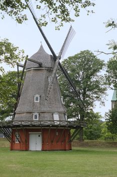 Old decorative windmill in Aalborg, Denmark