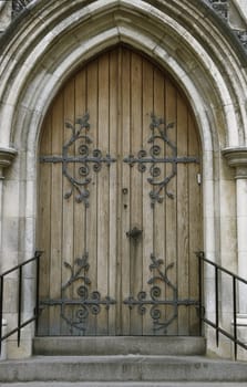 Old wooden gate of a medieval house