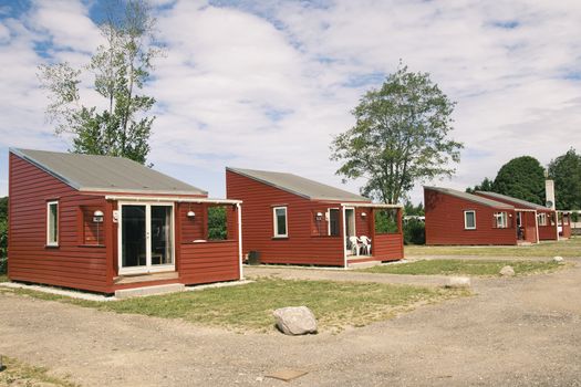 Row of red camping houses in Kopenhagen