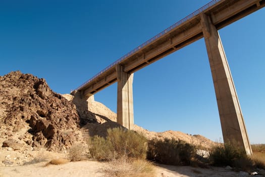 Bridge in the desert near the Large Crater (Makhtesh Gadol) in Israel's Negev desert