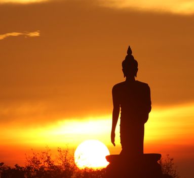 Silhouette of buddha statue in Bangkok, Thailand