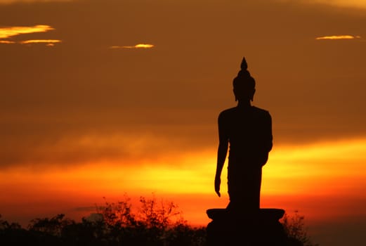 Silhouette of buddha statue in Thailand