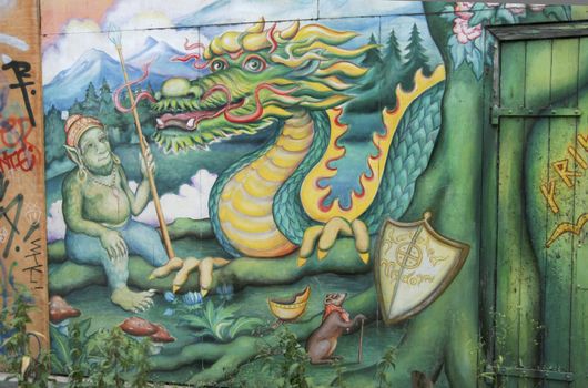 Fantasy graffiti in Christiania, freetown in Copenhagen