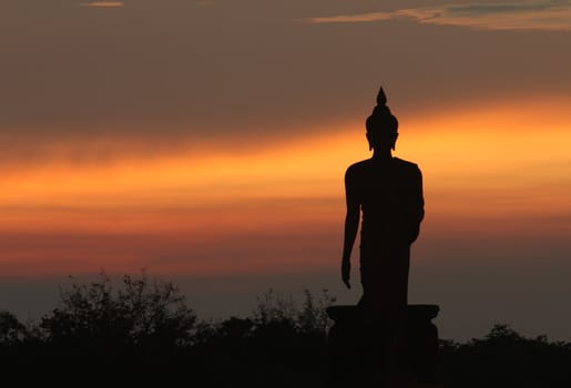 Silhouette of buddha statue in Bangkok, Thailand
