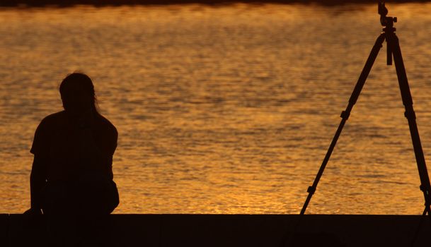 Single adult woman silhouette in Thailand