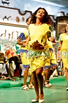 ADDIS ABABA, ETHIOPIA – August 2 - Dancers and musicians perform the traditional dances of different ethnic groups of Ethiopia at a local restaurant on August 2, 2012 in Addis Ababa, Ethiopia