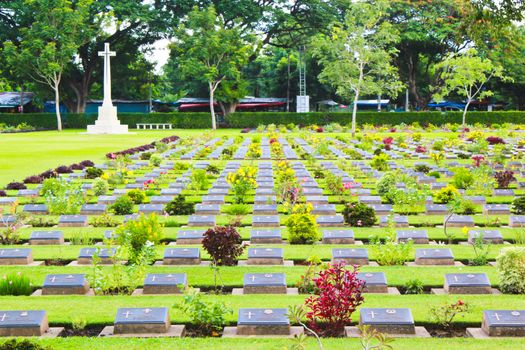 The graveyard of ally soldiers in Thailand who were died from building the river Kwai bridge