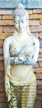 beautiful sculpture of woman in restaurant