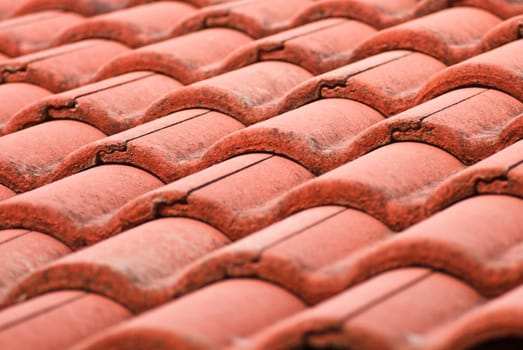 Close up red roof texture