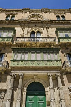 Typical architecture in the capital city of Malta, Valletta