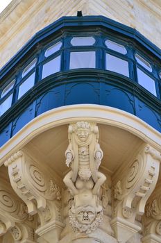 Detail from the balcony of the Grandmaster's Palace in Valletta, the capital city of Malta