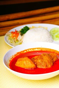 Curry Chicken with rice malaysia food