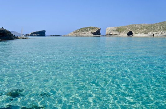 Clear blue seas in Comino