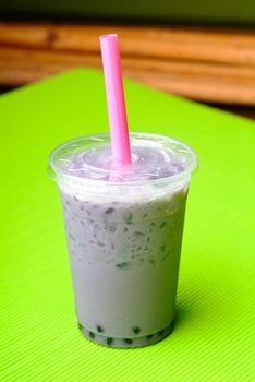 Pearl milk tea on white background