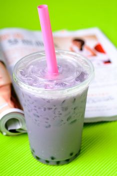 Pearl milk tea on white background