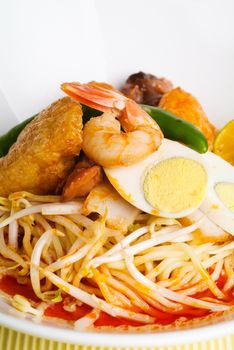 Curry Laksa which is a popular traditional spicy noodle soup from the Peranakan culture in Malaysia and Singapore