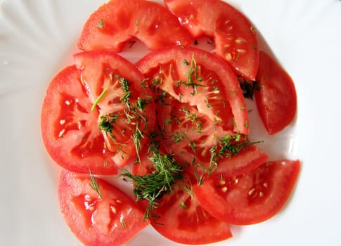 Salad of ripe tomato with dill