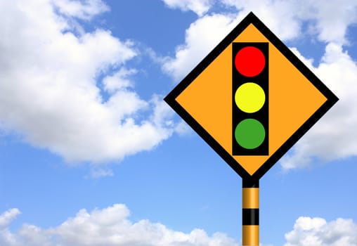 Traffic sign in front of you the way that a separate traffic light