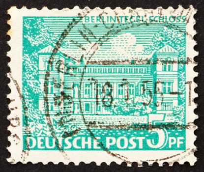GERMANY - CIRCA 1949: a stamp printed in the Germany, Berlin shows Tegel Castle, Berlin, circa 1949