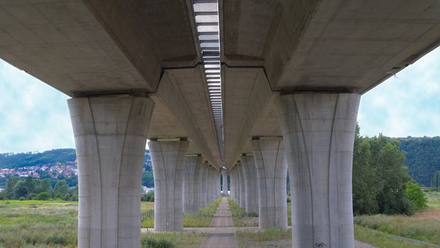 Ahigh way bridge. A concrete columns.
