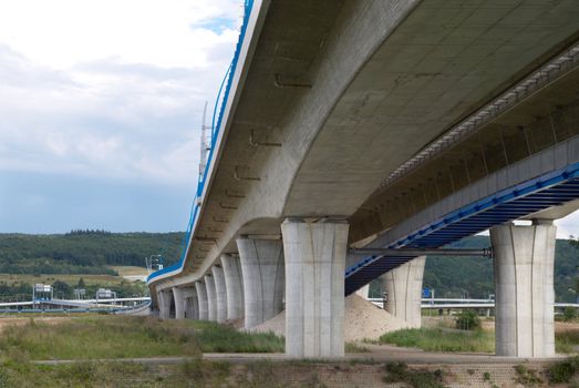 A high modern bridge with nature background.