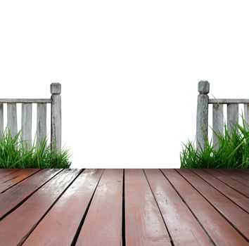 wooden terrace on white background