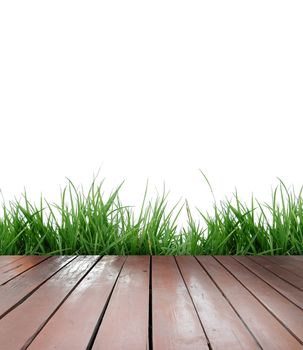 wooden terrace on white background