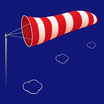 airport windsock against cloudy background, abstract vector art illustration; image contains transparency