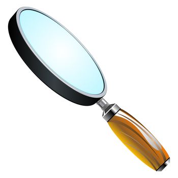 3d magnifying glass against white background, abstract vector art illustration