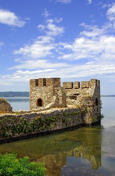 old ruined tower of Golubac fortress on Danube in Djerdap national park, Serbia