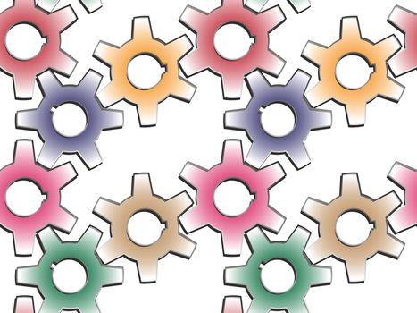 gear wheels pattern, abstract seamless texture; vector art illustration