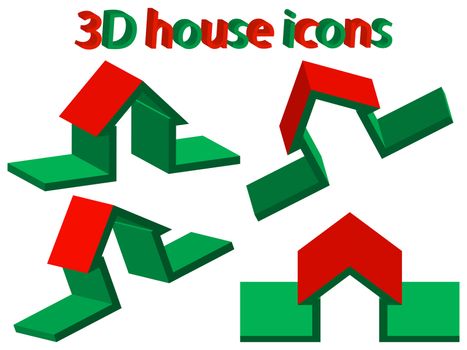3d house icons against white background, abstract vector art illustration
