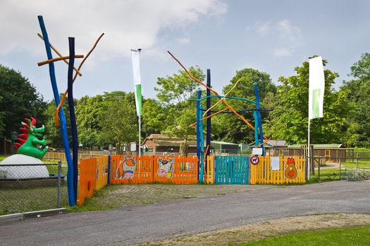 Colorful entrance of Animal Farm for children or Petting zoo 