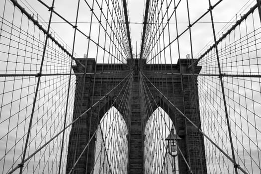 The Brooklyn Bridge is one of the oldest suspension bridges in the United States and connects Manhattan and Brooklyn.
