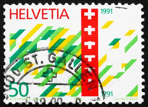 SWITZERLAND - CIRCA 1990: a stamp printed in the Switzerland shows Postage Stamp Swiss Confederation, 700th Anniversary, circa 1990