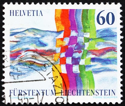 LIECHTENSTEIN - CIRCA 1995: a stamp printed in the Liechtenstein shows Liechtenstein - Switzerland Postal Relationship, circa 1995
