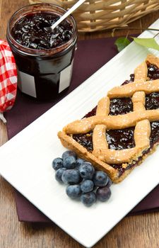 blueberry tarts on wooden table