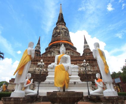 The Buddha status of wat yaichaimongkon at ayuttaya province, Thailand.