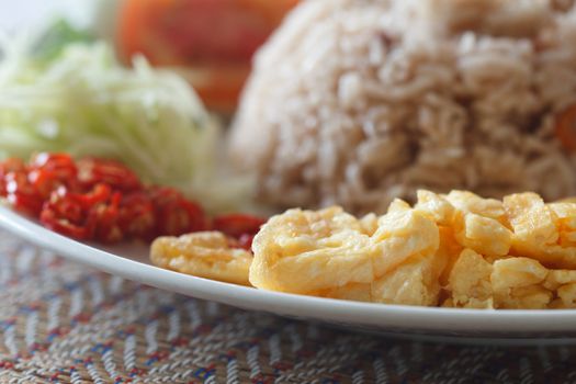 Rice with shrimp paste as a famous and delicious Thai food.