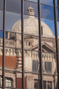Victoria and Albert museum  reflected in Glass