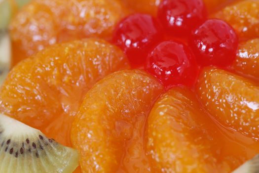 mixed fruit with orange jam cake