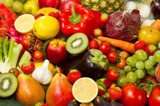 Group of different fruit and vegetables