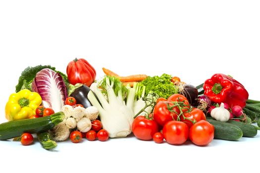 Group of different vegetables on white background