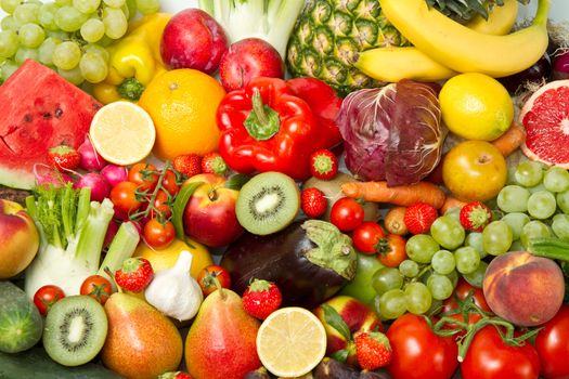 Group of different fruit and vegetables
