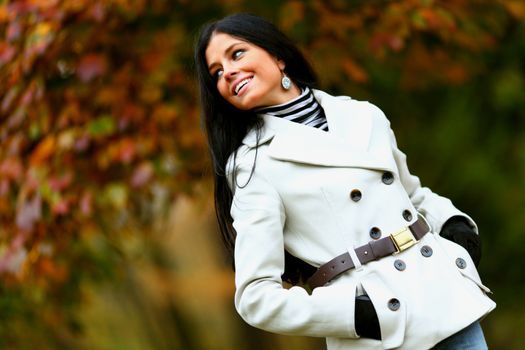  woman in yellow autumn park