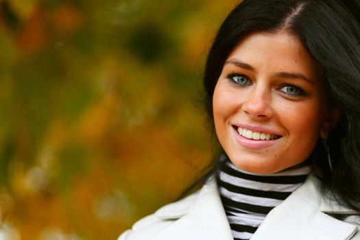  woman in yellow autumn park